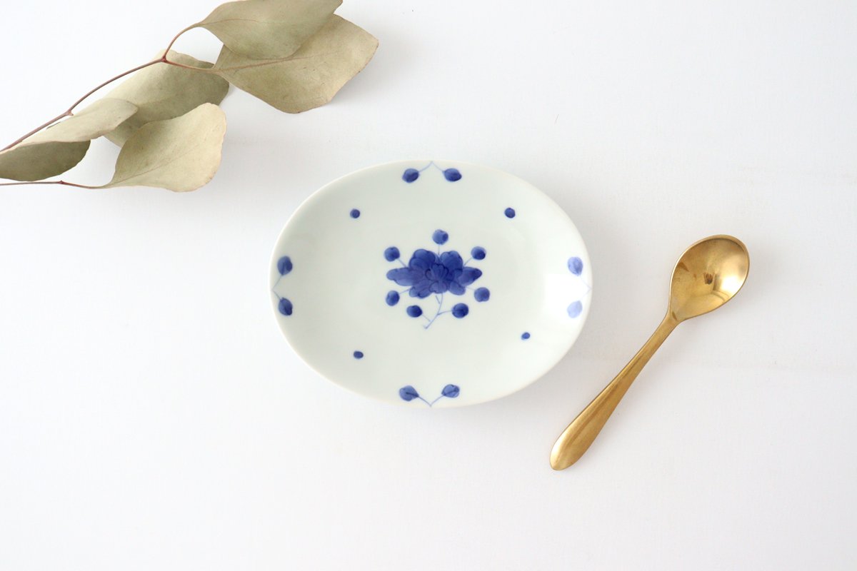 Oval Small Plate Blue Peony| Arita Ware