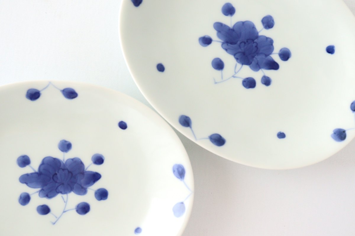 Oval Small Plate Blue Peony| Arita Ware