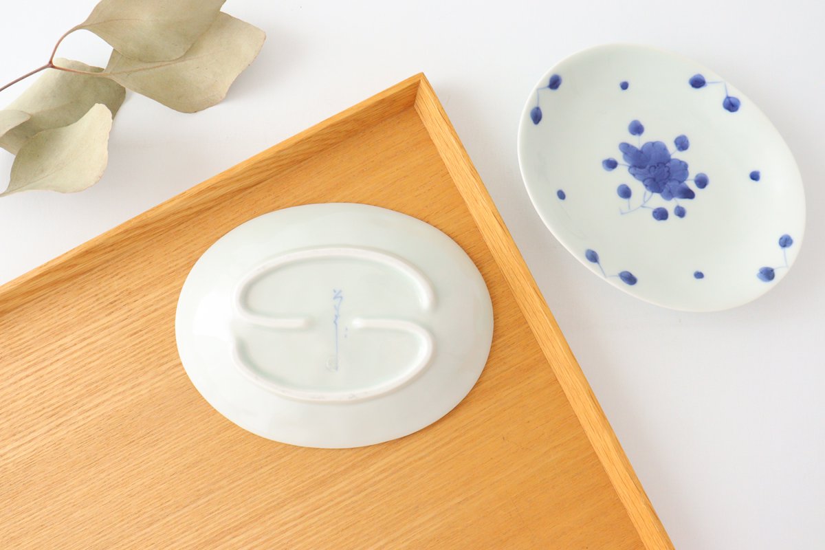 Oval Small Plate Blue Peony| Arita Ware