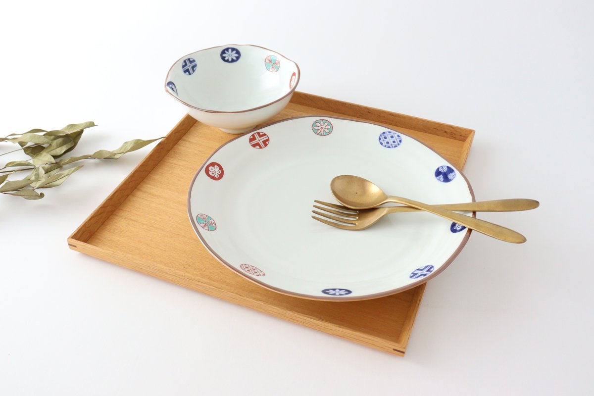 Deep Plate Colored Round Pattern 24cm/9.4in | Arita Ware
