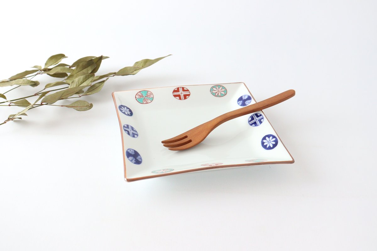 Squre Plate Round Pattern 16.5㎝/6.49in | Sushi Plate Arita Ware-Detail2