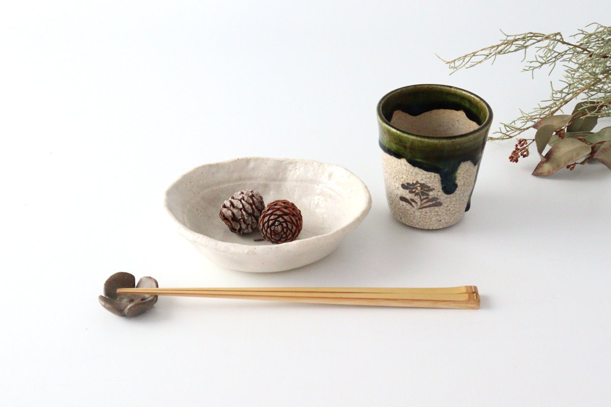 Kitagama Kasen Hiroshige Kato Small Bowl White Flower | Kobachi Seto Ware
