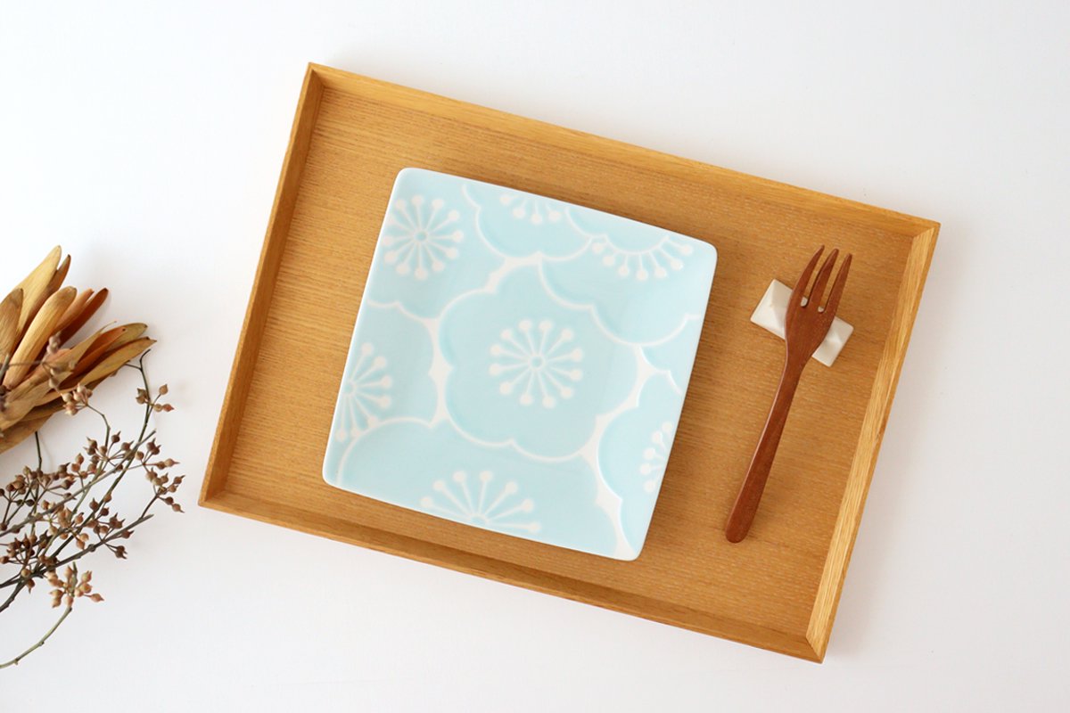 Square Plate Plum Blue | Hasami Ware