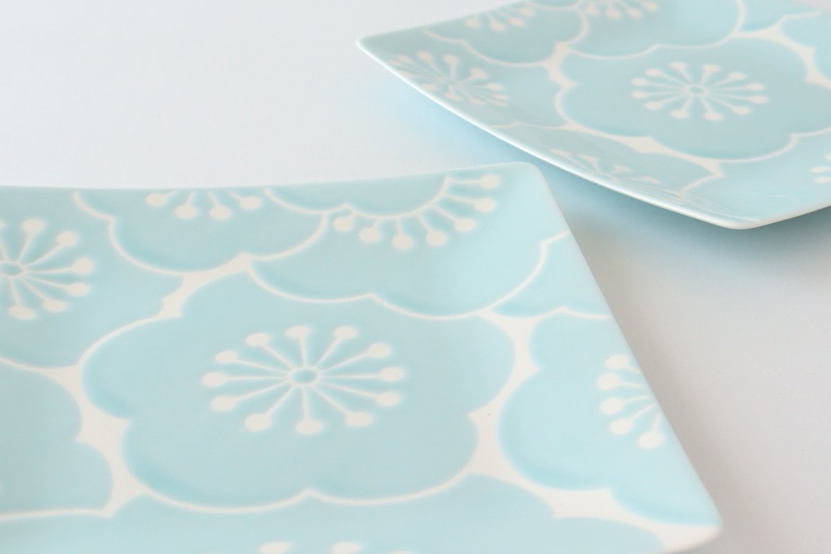 Square Plate Plum Blue | Hasami Ware
