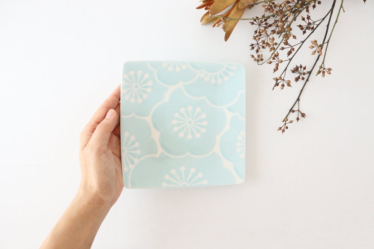 Square Plate Plum Blue | Hasami Ware