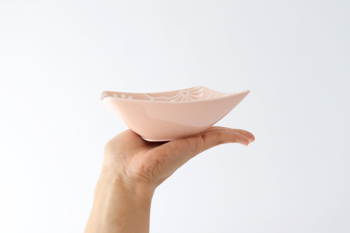 Square Bowl Plum Peach | Kobachi Hasami Ware