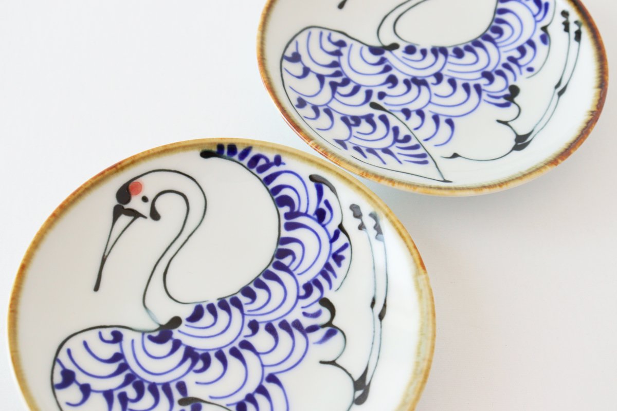 kotohogi Sauce Plate Crane | Hasami Ware
