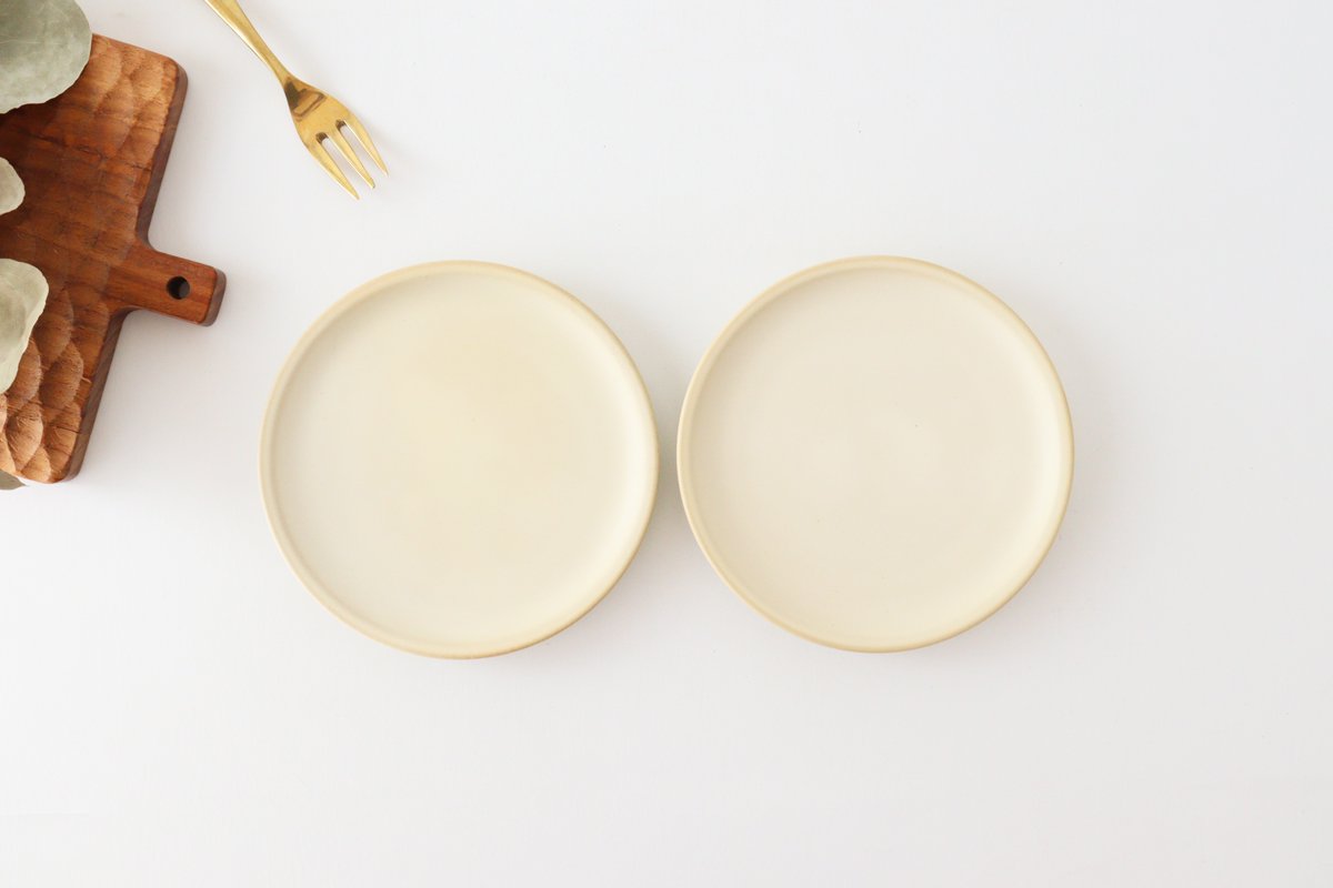 Round plate 13.5cm Ivory Pottery Sucre Hasami ware