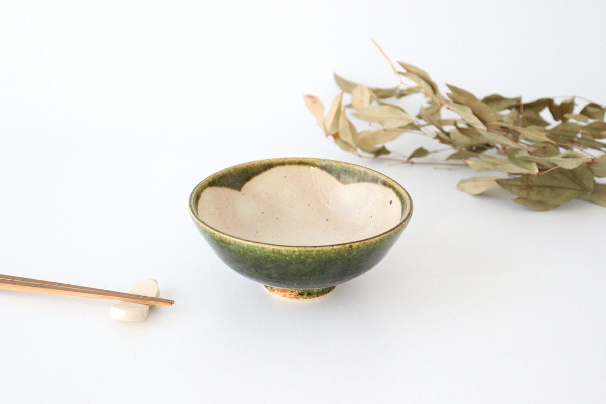 Zoho Kiln Small Rice Bowl Oribe White Camellia | Mino Ware