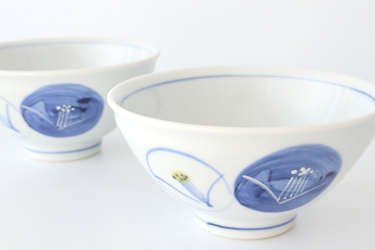 Zoho Klin Rice Bowl Blue Camellia | Mino Ware