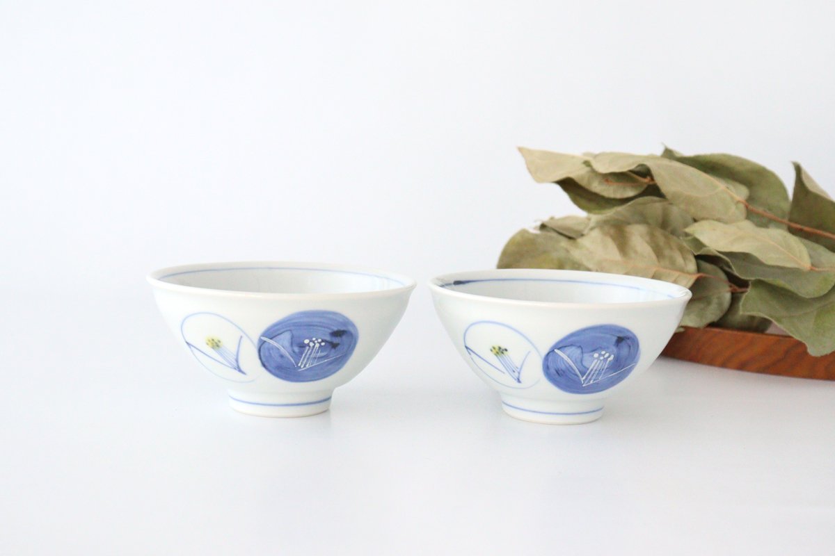 Zoho Klin Rice Bowl Blue Camellia | Mino Ware