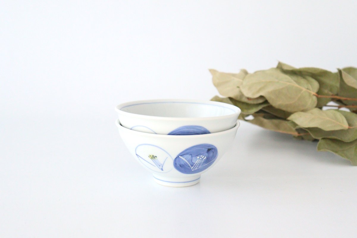 Zoho Klin Rice Bowl Blue Camellia | Mino Ware