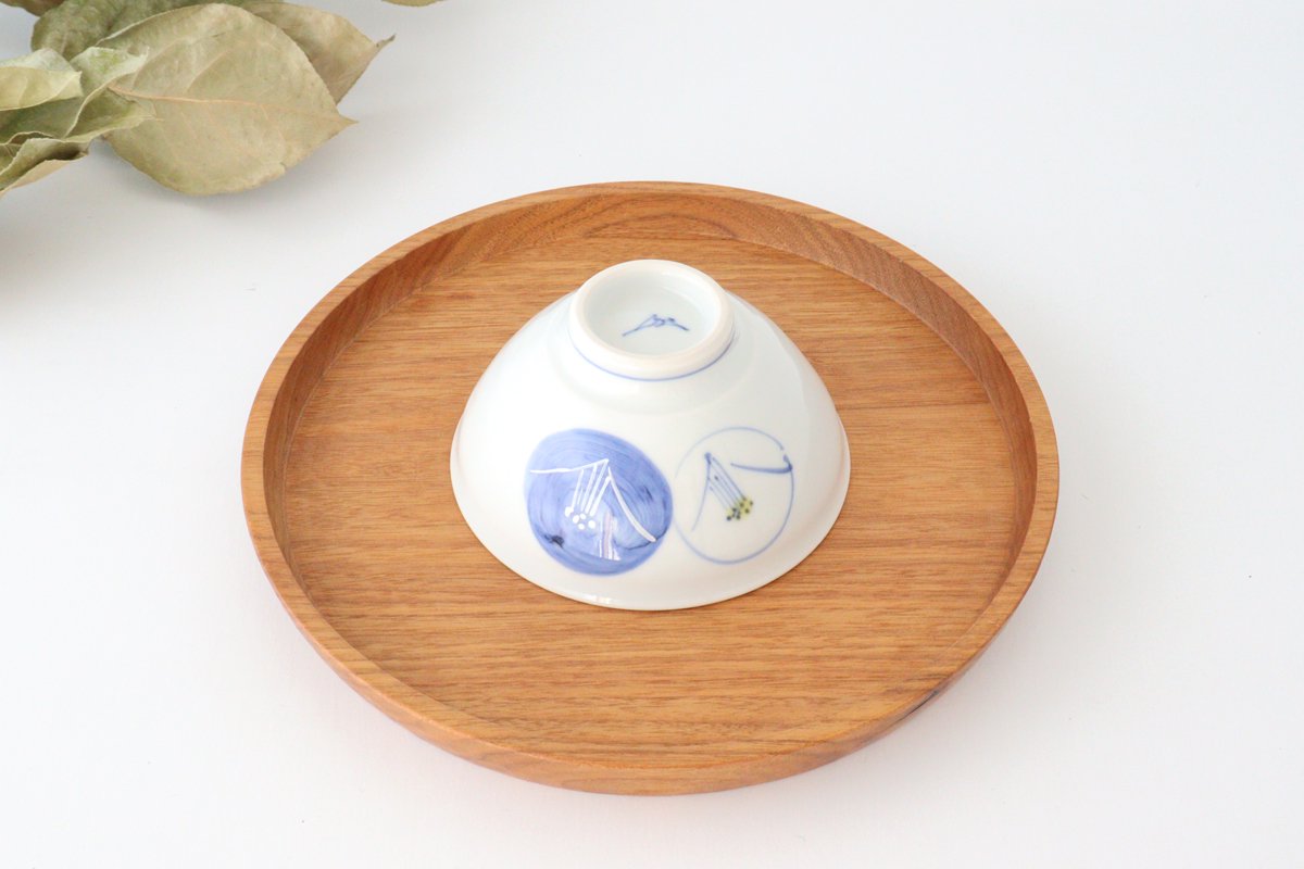 Zoho Klin Rice Bowl Blue Camellia | Mino Ware