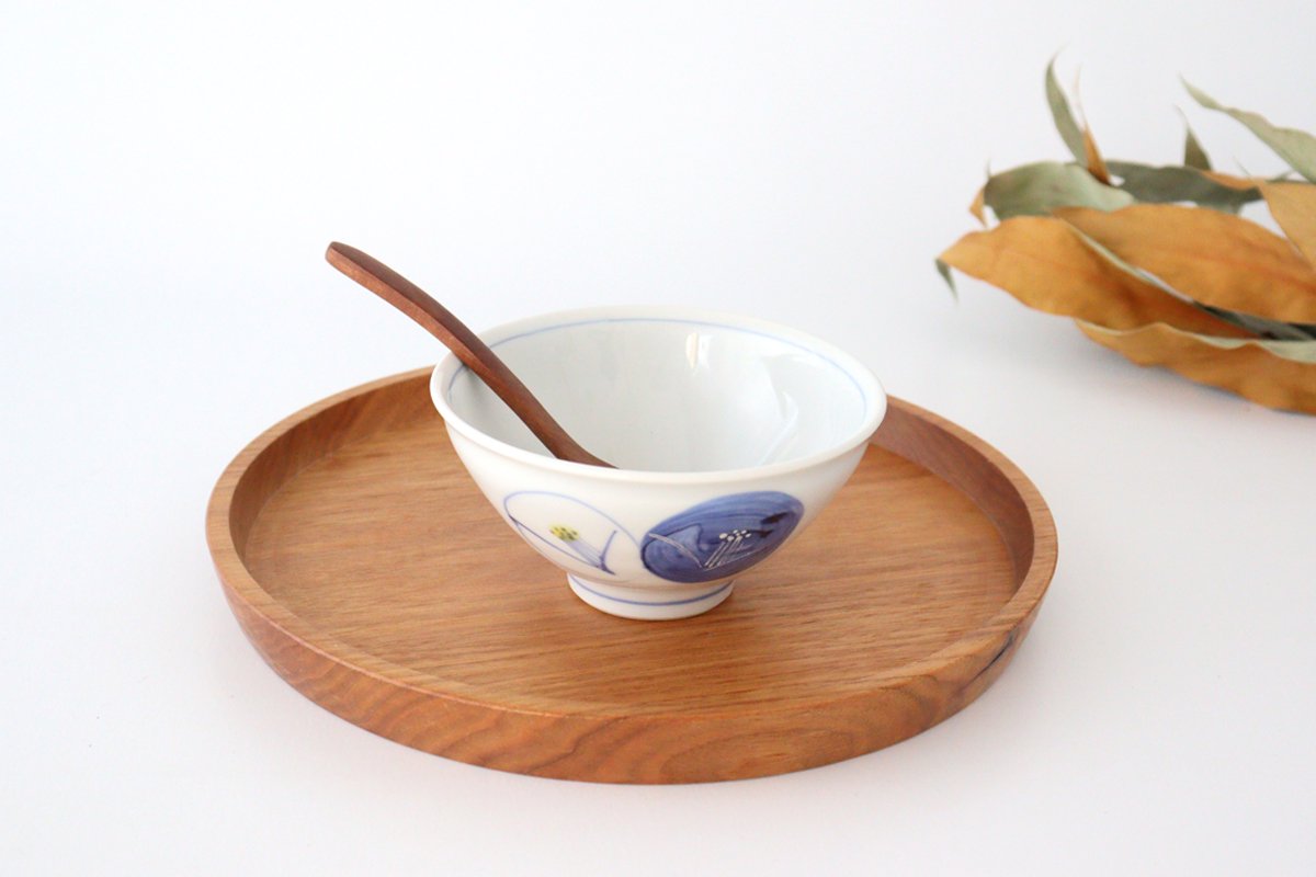 Zoho Klin Rice Bowl Blue Camellia | Mino Ware