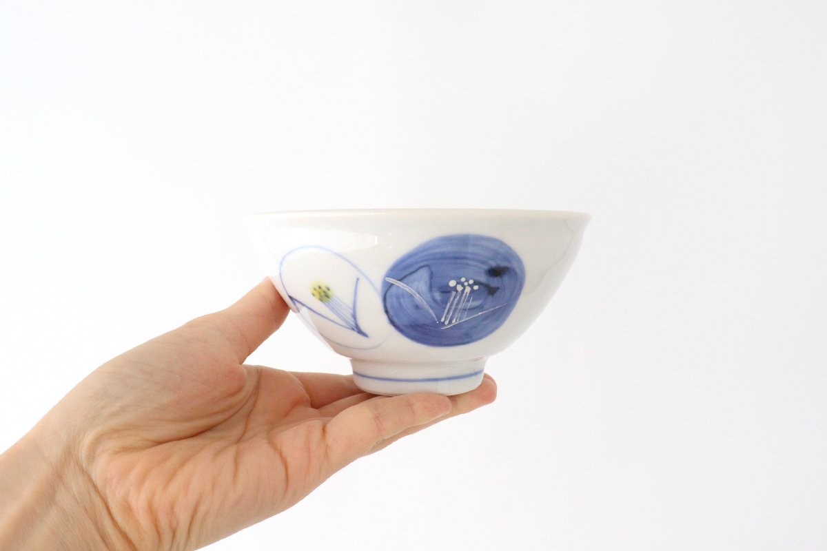 Zoho Klin Rice Bowl Blue Camellia | Mino Ware