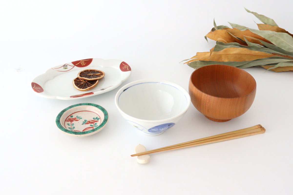 Zoho Klin Rice Bowl Blue Camellia | Mino Ware