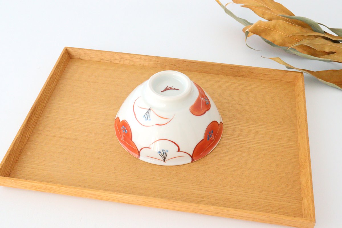 Zoho Klin Rice Bowl Red Camellia | Mino Ware