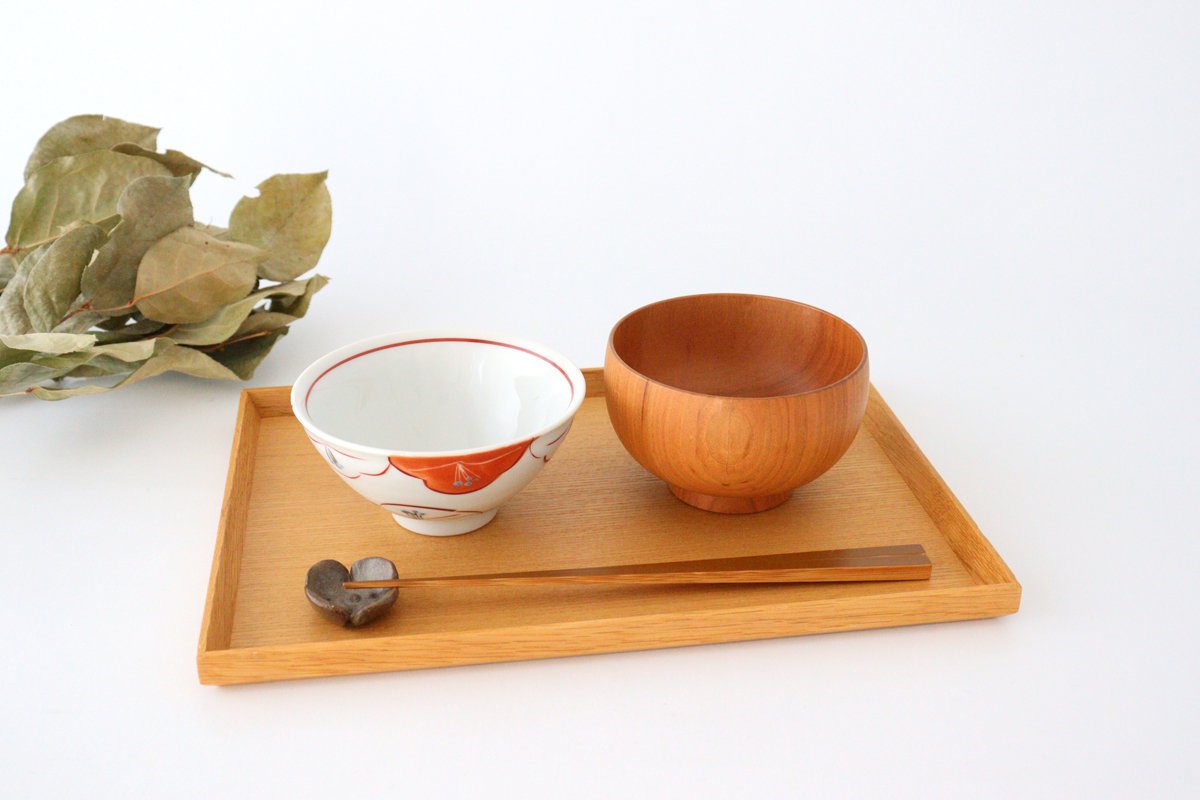 Zoho Klin Rice Bowl Red Camellia | Mino Ware