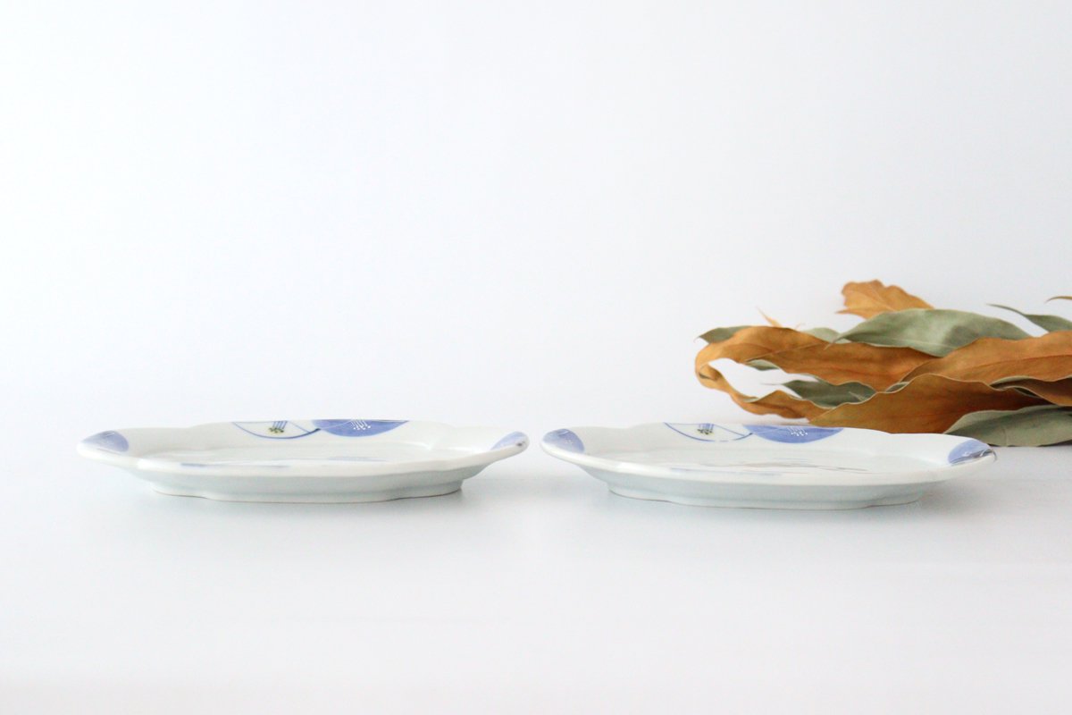 Zoho Kiln Oval Plate Blue Camellia | Mino Ware