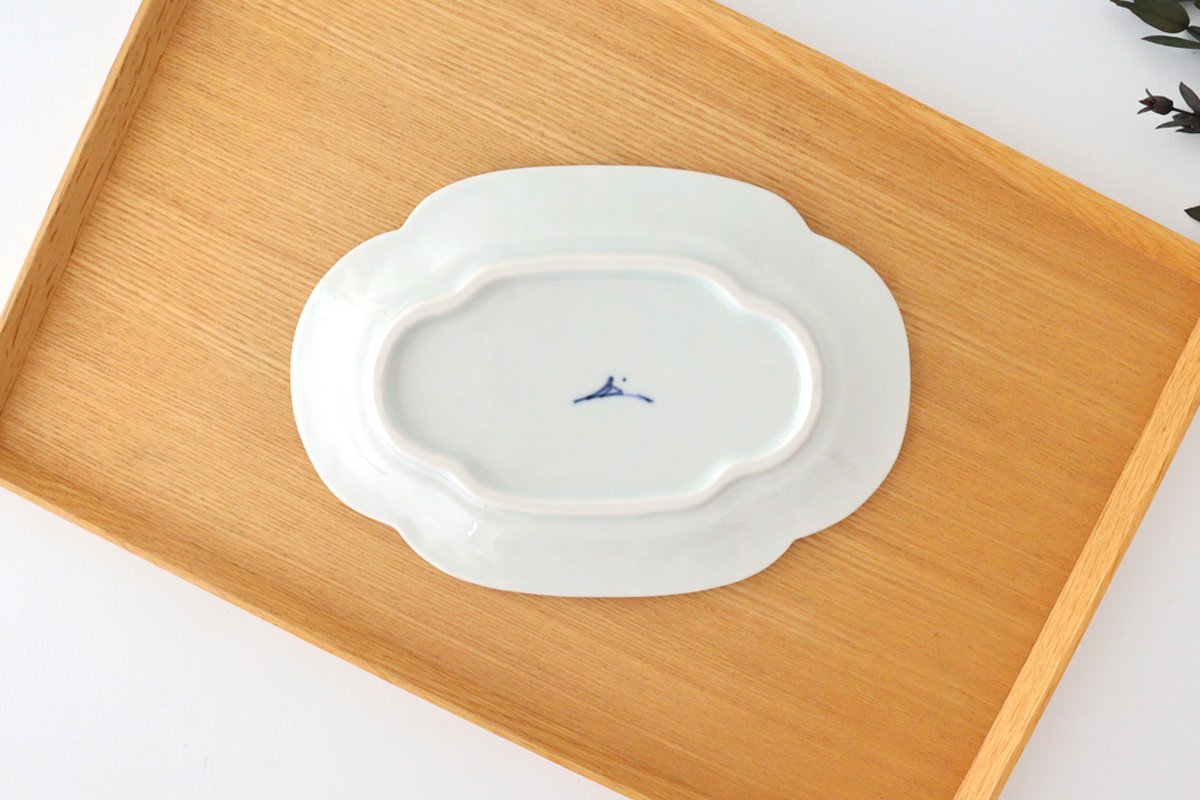 Zoho Kiln Oval Plate Blue Camellia | Mino Ware