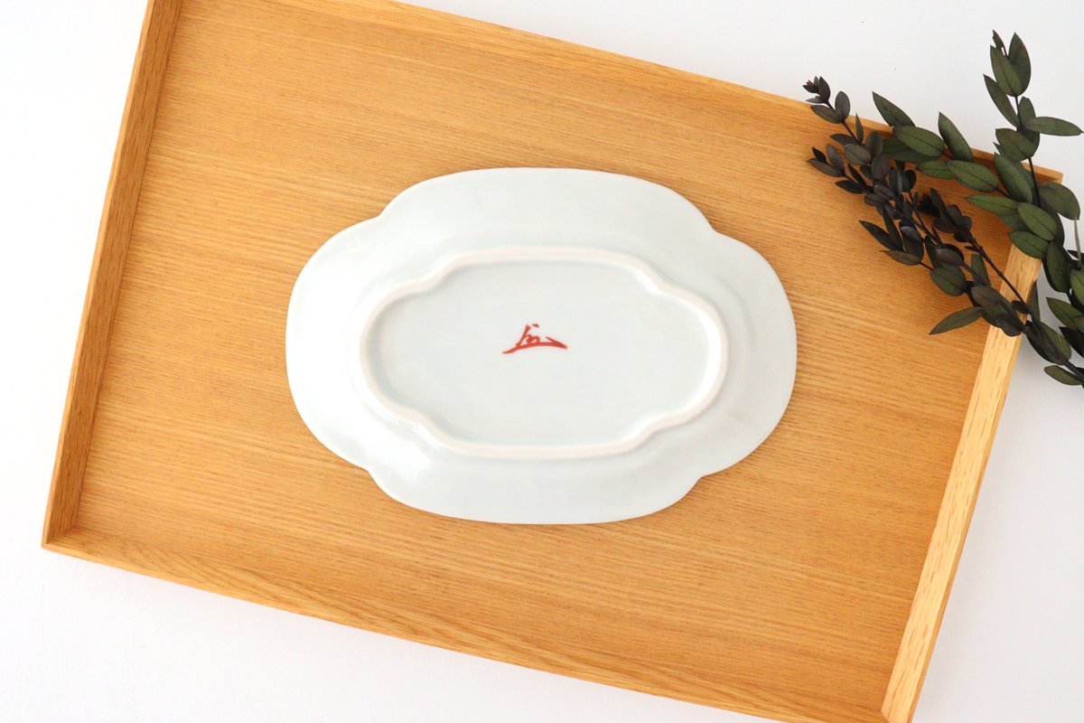 Zoho Kiln Oval Plate Red Camellia | Mino Ware