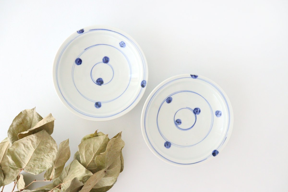 Zoho Kiln Round Plate Blue Flower Pattern | Mino Ware
