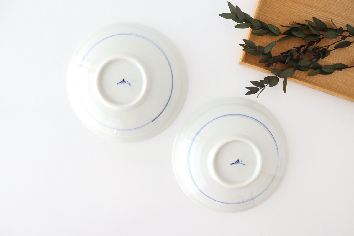 Zoho Kiln Round Plate Blue Flower Pattern | Mino Ware