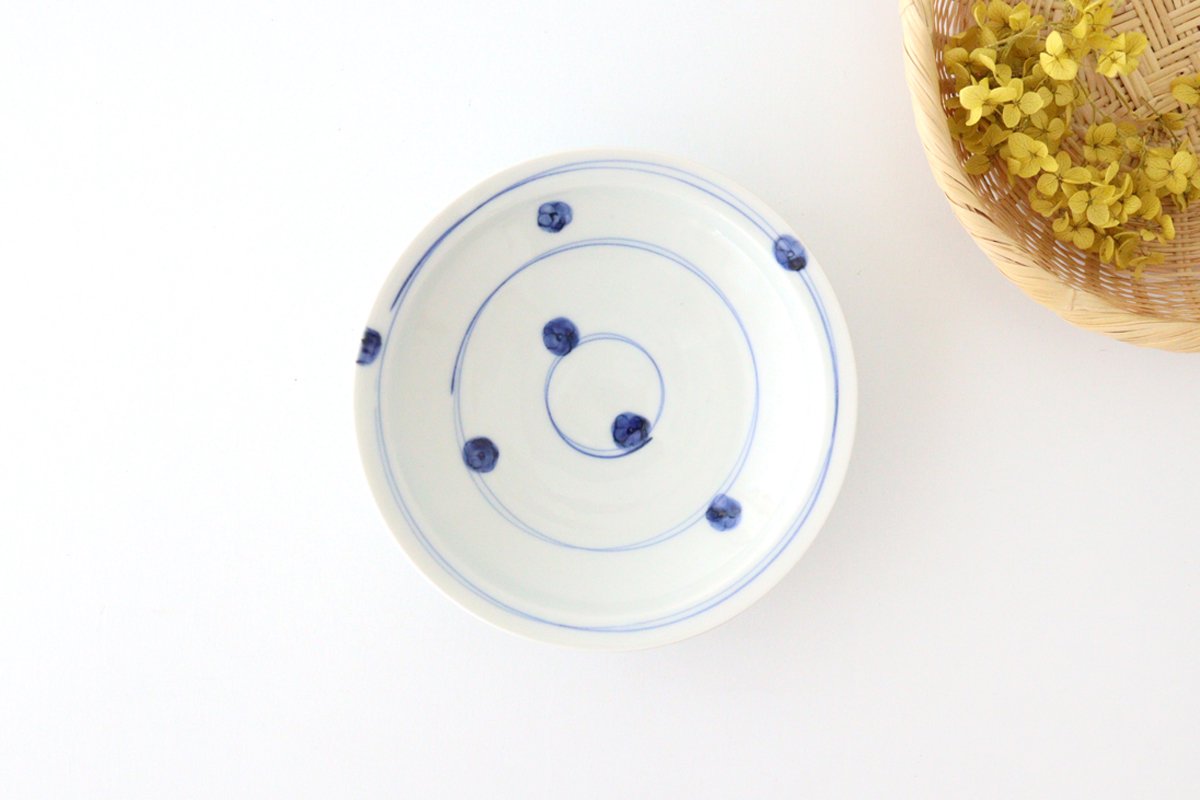 Zoho Kiln Round Plate Blue Flower Pattern | Mino Ware
