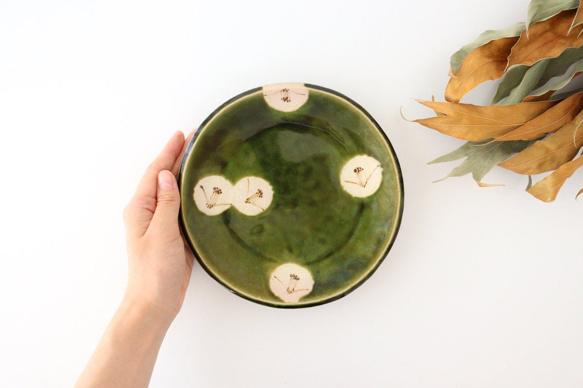 Zoho Kiln Round Plate Oribe Cameria Medium | Mino Ware
