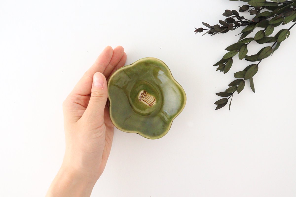 Zoho Kiln Small Plate Green Camellia | Mino Ware