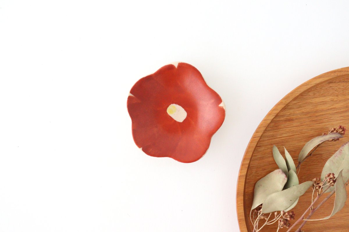 Zoho Kiln Small Plate Red Camellia | Mino Ware