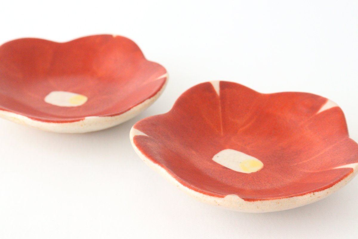 Zoho Kiln Small Plate Red Camellia | Mino Ware