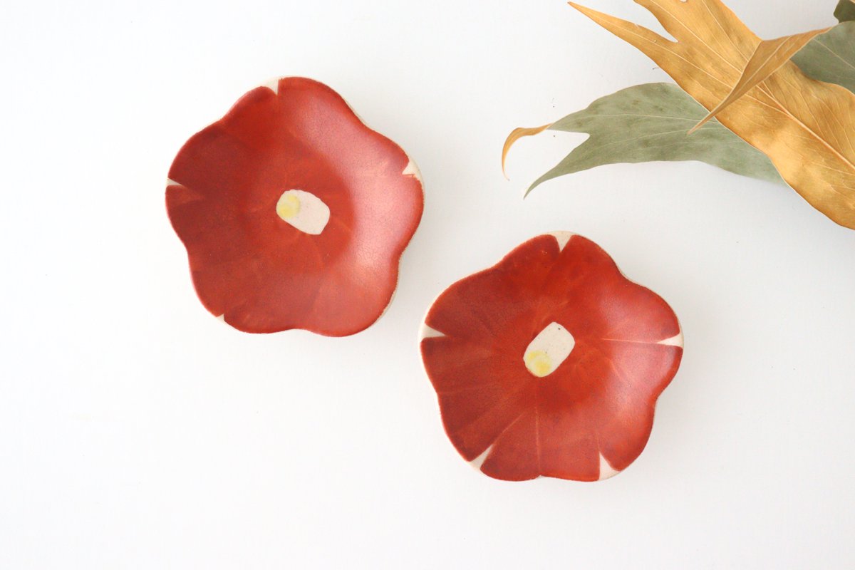Zoho Kiln Small Plate Red Camellia | Mino Ware