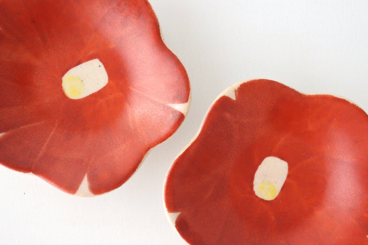Zoho Kiln Small Plate Red Camellia | Mino Ware
