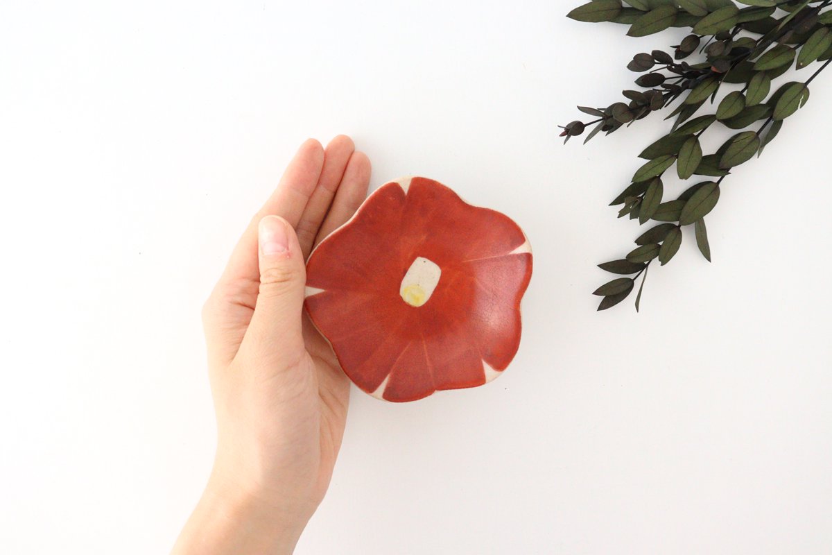 Zoho Kiln Small Plate Red Camellia | Mino Ware