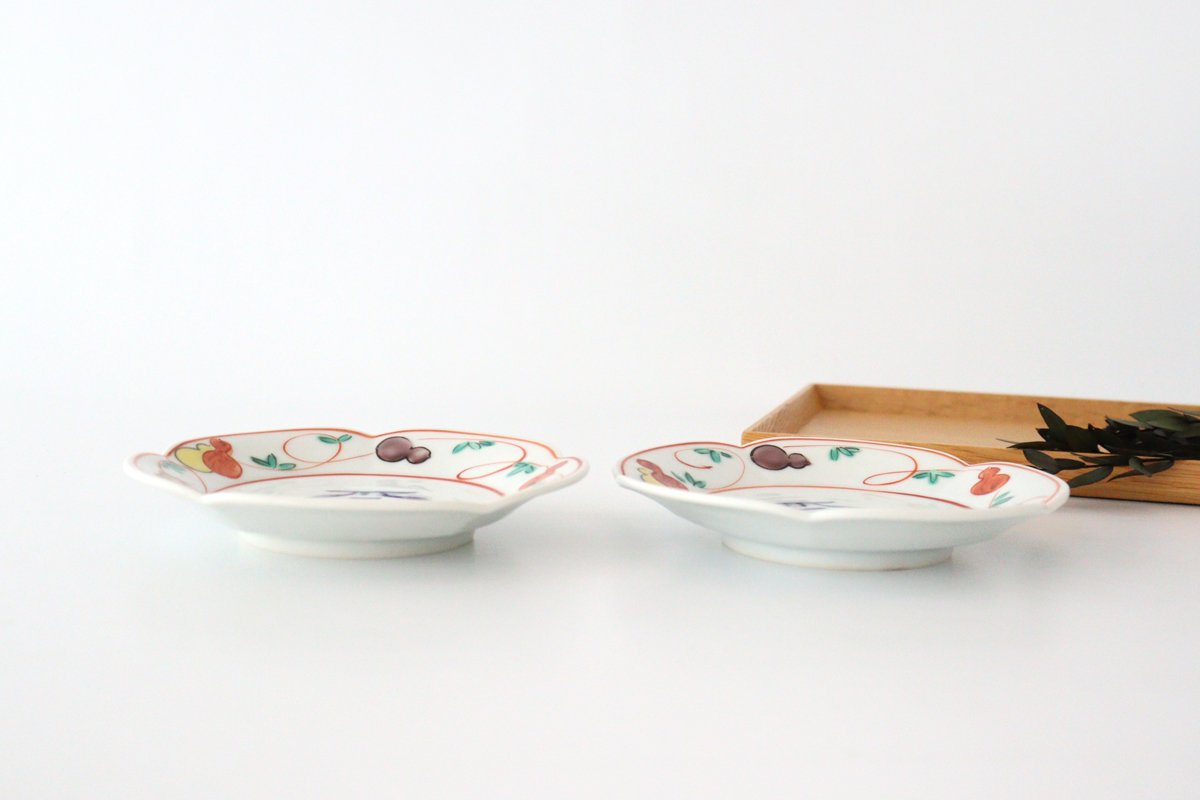 Zoho Kiln Side Plate Fuku and Red Gourds Pattern | Mino Ware