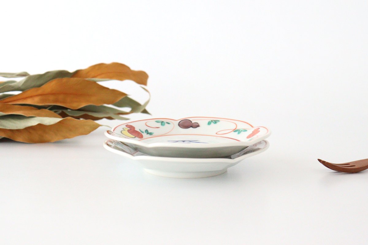 Zoho Kiln Side Plate Fuku and Red Gourds Pattern | Mino Ware
