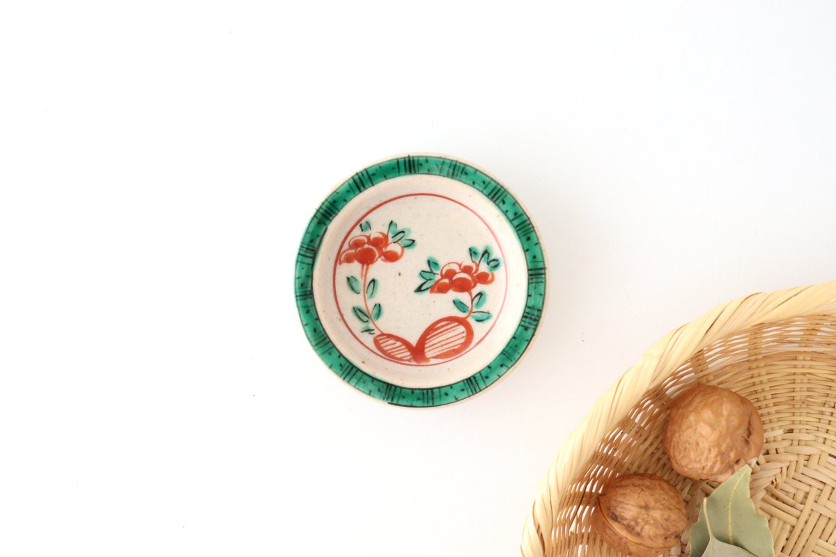 Zoho Kiln Sauce Plate Red Flower | Mino Ware