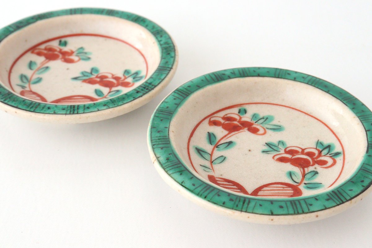 Zoho Kiln Sauce Plate Red Flower | Mino Ware