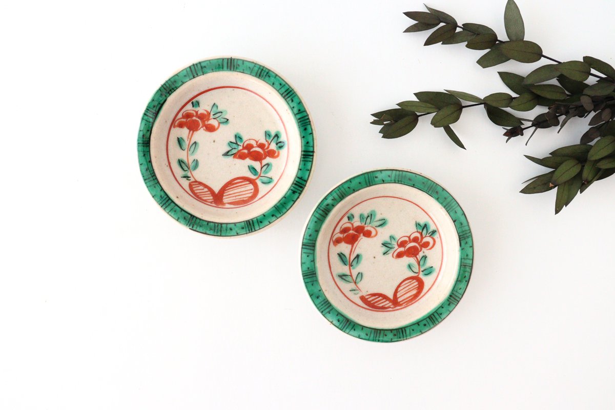 Zoho Kiln Sauce Plate Red Flower | Mino Ware