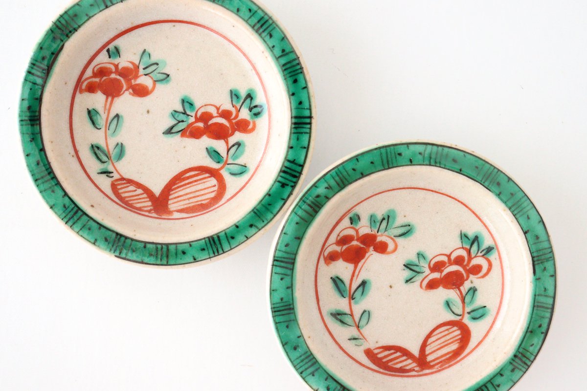 Zoho Kiln Sauce Plate Red Flower | Mino Ware