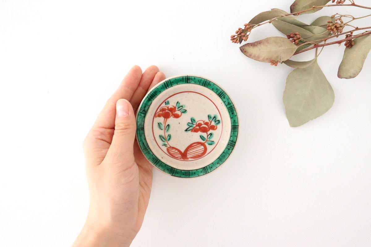 Zoho Kiln Sauce Plate Red Flower | Mino Ware