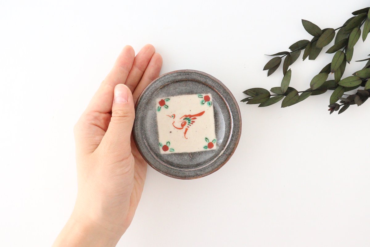 Zoho Kiln Sauce Plate Red Bird | Mino Ware