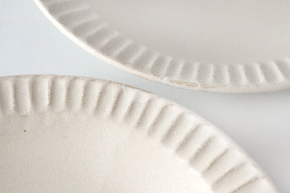 Round plate 22.5cm/5.9in Powdered porcelain Kikuhana Mino ware