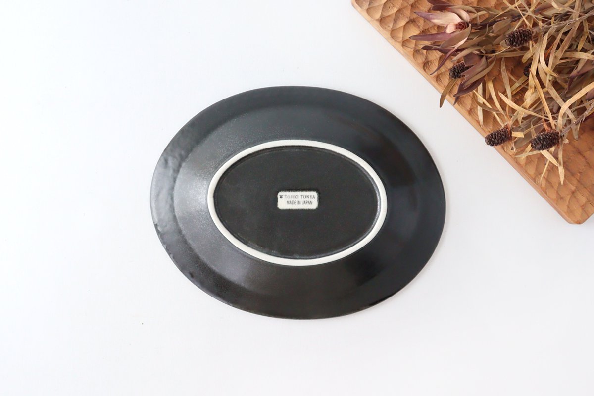 Oval Platter Chrysanthemum Black | Mino Ware