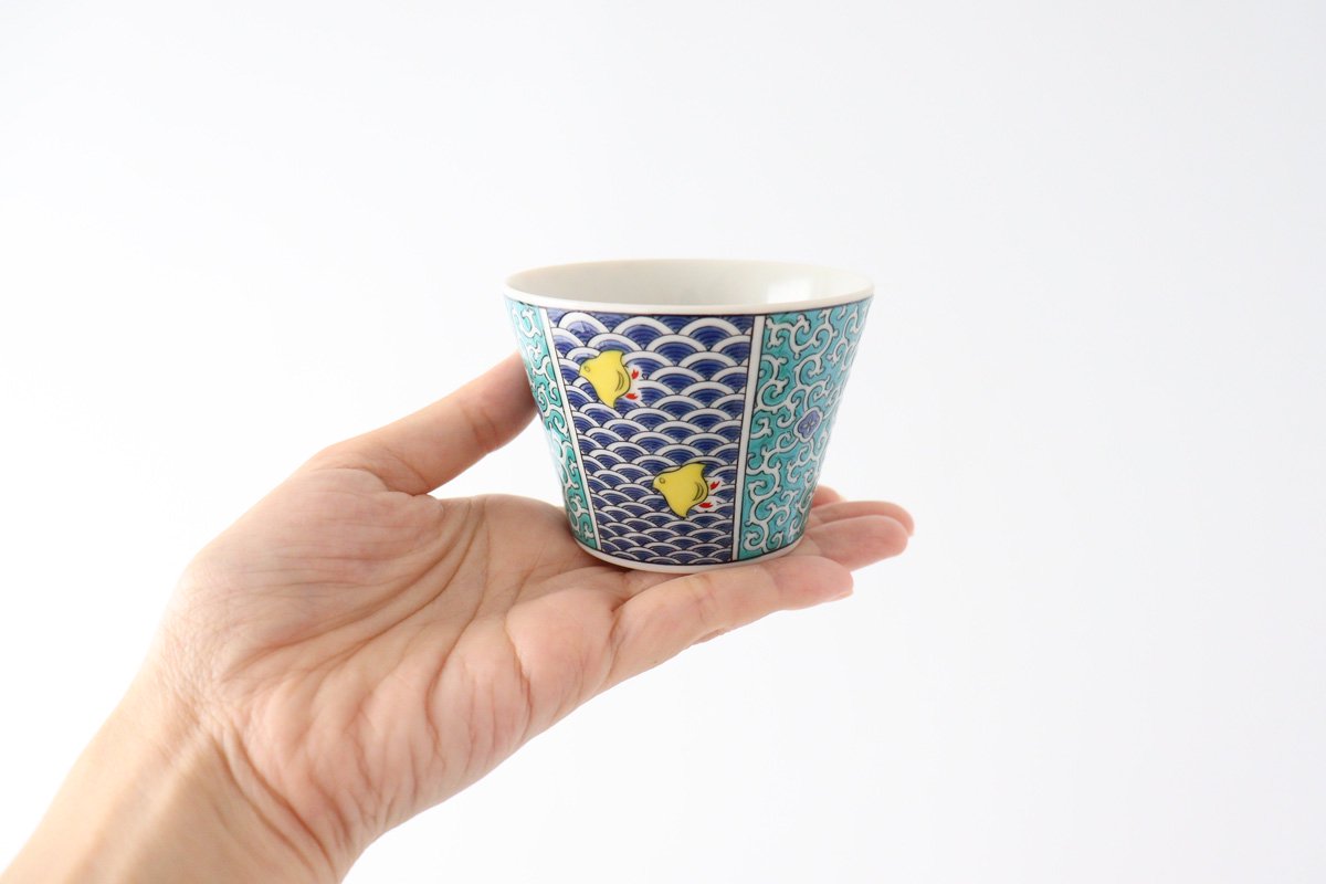 Seikou Kiln Soba Choko Blue Wave | Free Cup Kutani Ware