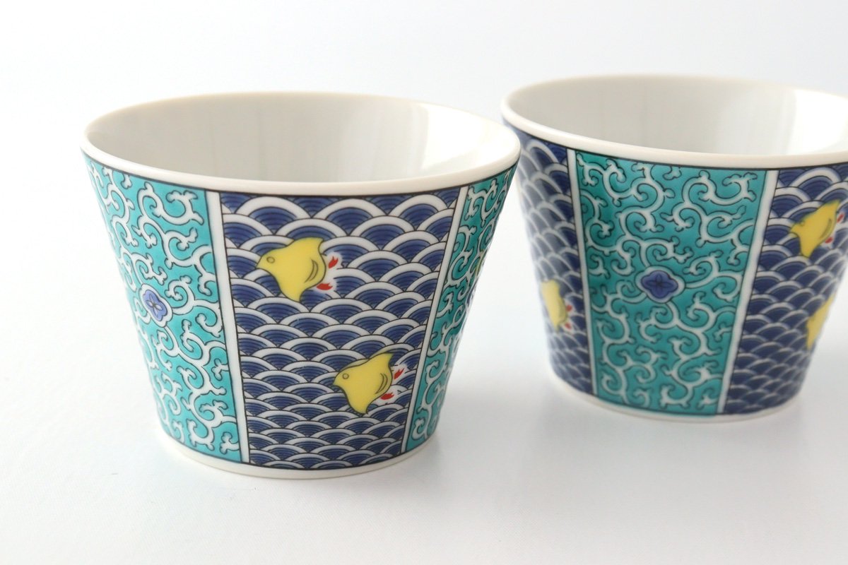 Seikou Kiln Soba Choko Blue Wave | Free Cup Kutani Ware