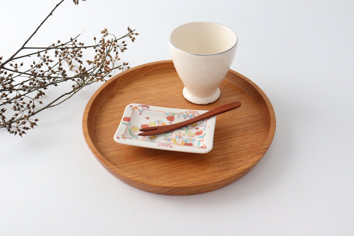Ginshu Kiln Long Square Small Plate Flower Pattern | Kutani Ware