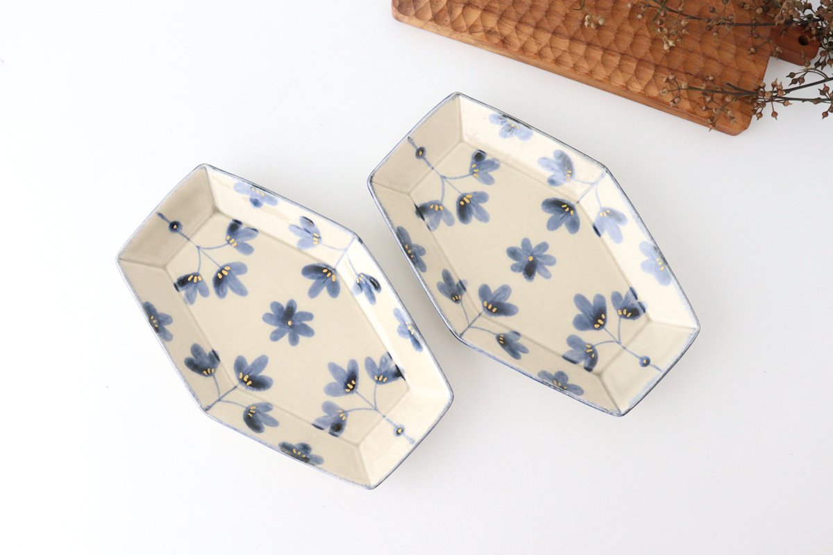 Hexagonal Long Plate Flower Pattern | Arita Ware