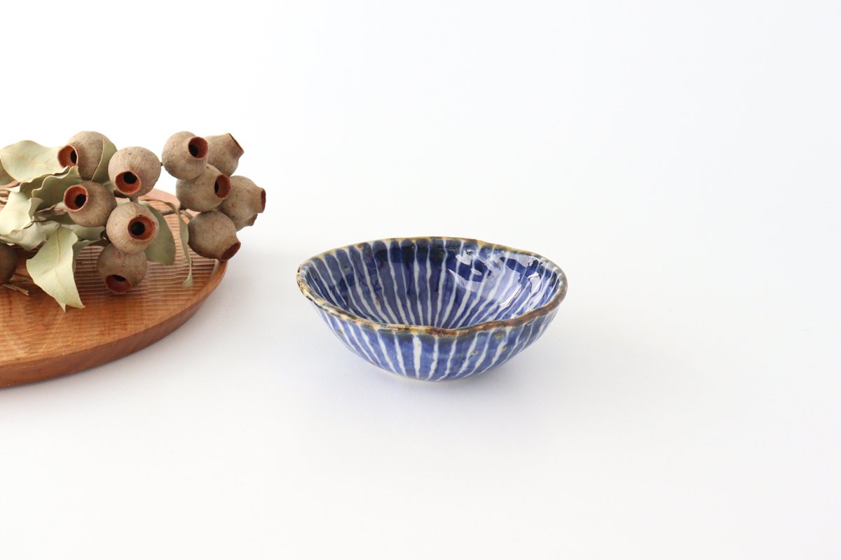Oval Small Bowl Blue Tokusa | Kobachi Hasami Ware